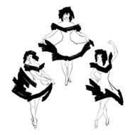 Cabaret dancer vector silhouettes set