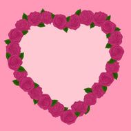 Beautiful frame of pink roses in a heart