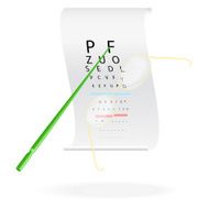 Glasses on a eye sight test chart Vector illustration