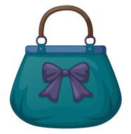 Blue handbag with ribbon