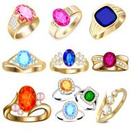 set with precious stones