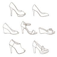 elegant hand sketch lady high heel shoes