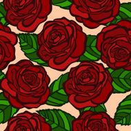 seamless background Red roses leaves