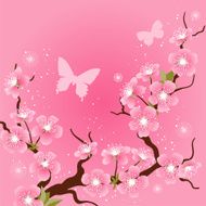 Card with stylized cherry blossom flowers N2