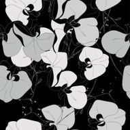 Seamless pattern from monochrome black and white orchids