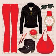 Fashion set with jeans and a jacket vector N4