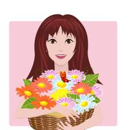 girl with basket of flowers