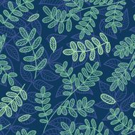 Blue and green leaves seamless pattern