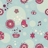 Pattern with small red bird N2