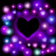 neon hearts on black background Bright and contemporary card design