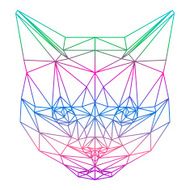 abstract gradient colored cat silhouette drawn in one continuous line