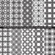 Set of Trendy Vintage Black Thin Line Seamless Pattern Backgrounds