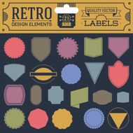 Retro design elements hipster style labels color set 1