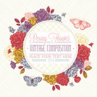 Peony Flower Vintage Composition