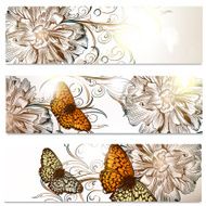 Business cards set in floral style with poppy flowers