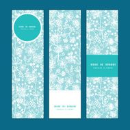 Vector blue and white lace garden plants vertical banners set