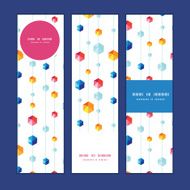 Vector abstract hanging jewels striped vertical banners set pattern background