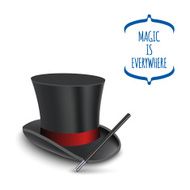 Magician Top Hat with stick Vector
