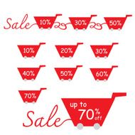 Sale Discount labels with shopping basket