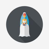 wedding bride flat icon with long shadow eps10 N126