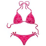 Watercolor red beach swimsuit N2