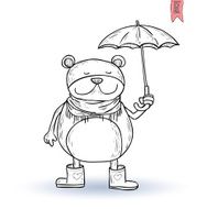 funny pet in the rain vector illustration N8