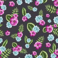 Seamless vintage pattern with painted flower leaves and plants N3