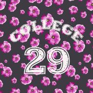 Flower seamless pattern with college style sketch