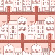 Seamless pattern with houses and streets