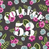Flower tropical seamless pattern with college style sketch