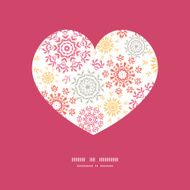 Vector folk floral circles abstract heart silhouette pattern frame