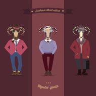 Symbols of Chinese New Year-goat and sheep in hipster N2