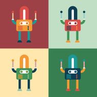 Set of colorful friendly robots