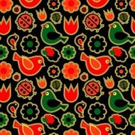 Seamless pattern Birds and flowers N2