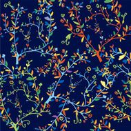 Traditional ethnic seamless pattern with tree branches and flowers