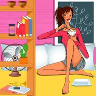 girl eating ice cream in house