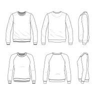 Front back and side views of blank sweatshirt