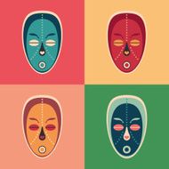 Set of colorful love ethnic masks