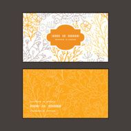 Vector magical floral horizontal frame pattern business cards set