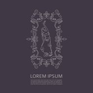 Vector Antique monochrome design Line art logo template N3