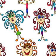 seamless pattern with curly girls N2