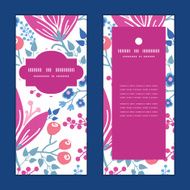 Vector pink flowers vertical frame pattern invitation greeting cards set