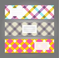 Set of Horizontal Plaid Banners Abstract Geometric ornament Vector serie