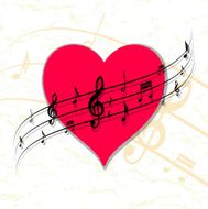 background with heart and music N7