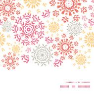 Vector folk floral circles abstract horizontal frame seamless pattern background