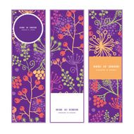 Vector colorful garden plants vertical banners set pattern background
