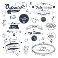 Valentine&#039;s Day typography set vector illustration N2