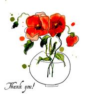 Postcard painted red poppy N17