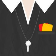 Soccer referee with cards and whistle