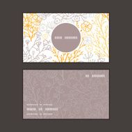 Vector magical floral vertical round frame pattern business cards set